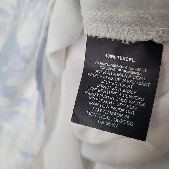 Nwt Melissa Nepton Made in Canada White and Tie Die Blue Pattern Tencel Dress - Picture 9 of 14